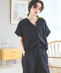 シャツ/ブラウス（ブラック/黒色系・リネン・麻）ファッション通販