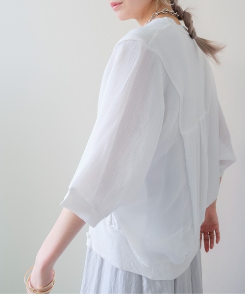 DOLLUPOOPS（ドールアップウップス）の「Sheer Dolman Sleeve Cardigan(シアードルマンカーディガン)（カーディガン/ボレロ・レディース・オフホワイト/ブラック・FREE）」の5枚目の写真