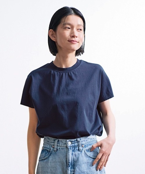 Sunny clouds(サニークラウズ)の「サニークラウズ フレンチスリーブTシャツ〈レディース〉(Tシャツ/カットソー・レディース・ネイビー/ホワイト/カーキ・M/L/LL/3L)」の1枚目の写真