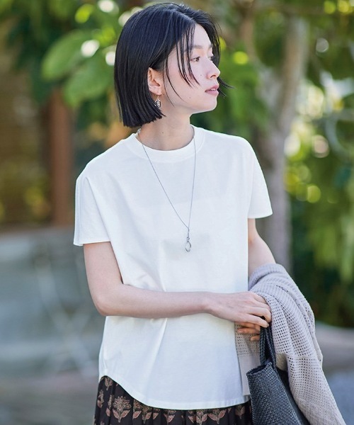 Sunny clouds(サニークラウズ)の「サニークラウズ フレンチスリーブTシャツ〈レディース〉(Tシャツ/カットソー・レディース・ネイビー/ホワイト/カーキ・M/L/LL/3L)」の2枚目の写真