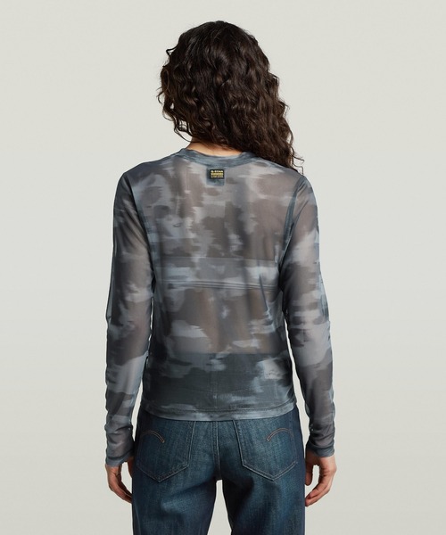 G-STAR(ジースター)の「Motion Camo Slim T-Shirt/モーションカモシアーロングスリーブスリムTシャツ(Tシャツ/カットソー・レディース・グレー系カモフラージュ・X-SMALL/SMALL/MEDIUM)」の2枚目の写真