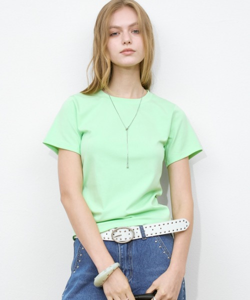 Rohwel(ローウェル)の「Compact Stretch T-Shirt / コンパクトストレッチTシャツ(Tシャツ/カットソー・レディース・ミント/パープル/ターコイズブルー・FREE)」の2枚目の写真