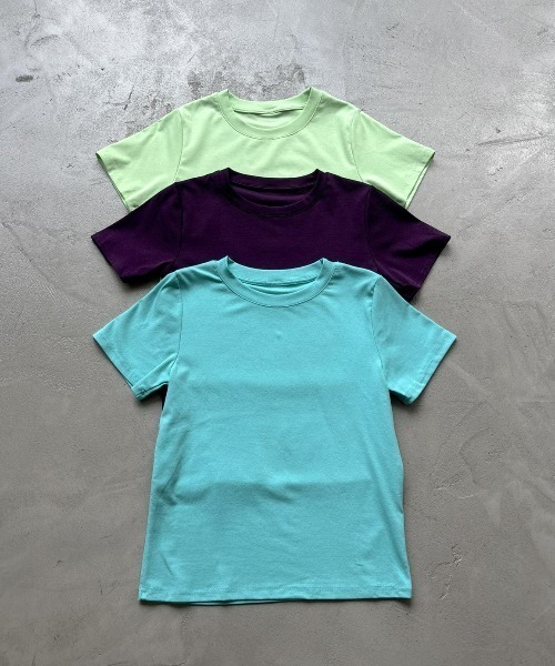 Rohwel(ローウェル)の「Compact Stretch T-Shirt / コンパクトストレッチTシャツ(Tシャツ/カットソー・レディース・ミント/パープル/ターコイズブルー・FREE)」の12枚目の写真
