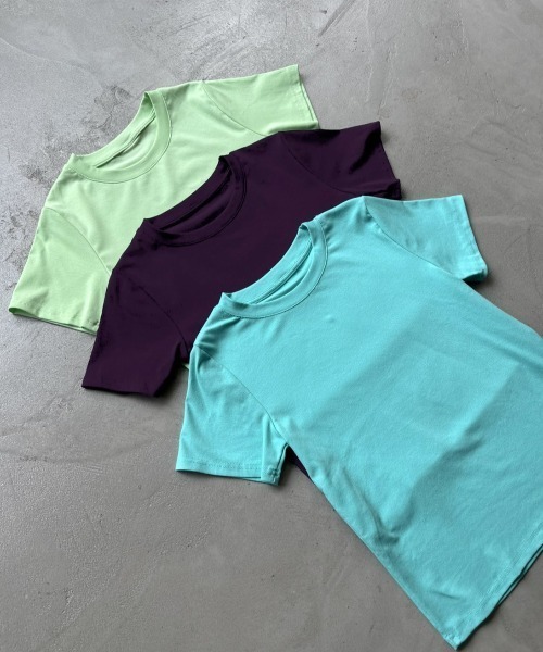 Rohwel(ローウェル)の「Compact Stretch T-Shirt / コンパクトストレッチTシャツ(Tシャツ/カットソー・レディース・ミント/パープル/ターコイズブルー・FREE)」の13枚目の写真