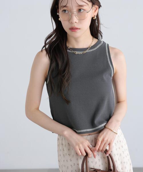 FREE'S MART（フリーズマート）の「◆ワッフルアメスリショート丈タンク（Tシャツ/カットソー・レディース・ブラック/ホワイト/グレー/ピンク・FREE）」の11枚目の写真