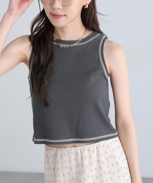 FREE'S MART（フリーズマート）の「◆ワッフルアメスリショート丈タンク（Tシャツ/カットソー・レディース・ブラック/ホワイト/グレー/ピンク・FREE）」の13枚目の写真