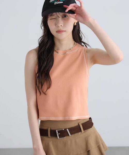 FREE'S MART(フリーズマート)の「◆ワッフルアメスリショート丈タンク(Tシャツ/カットソー・レディース・ブラック/ホワイト/グレー/ピンク・FREE)」の11枚目の写真
