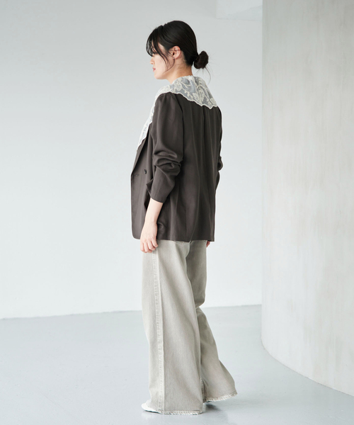 IENA(イエナ)の「《/接触冷感/手洗い可/セットアップ対応》テンダーツイル リラックスジャケット(テーラードジャケット・レディース・グレー/ベージュ・FREE)」の9枚目の写真