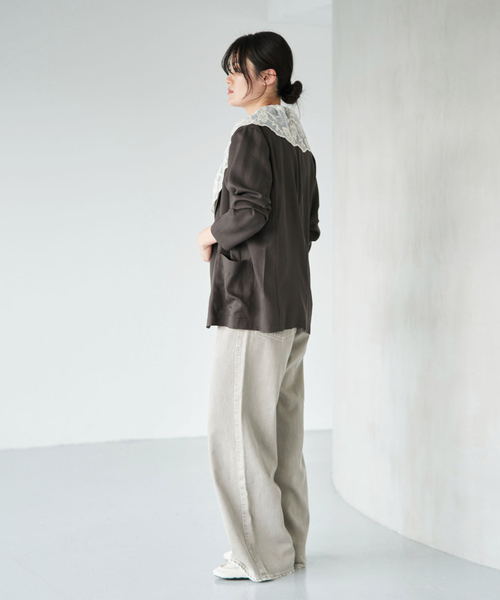 IENA(イエナ)の「《/接触冷感/手洗い可/セットアップ対応》テンダーツイル リラックスジャケット(テーラードジャケット・レディース・グレー/ベージュ・FREE)」の10枚目の写真