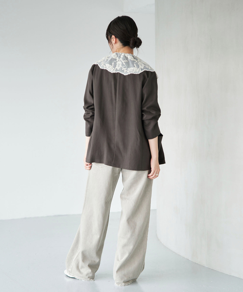 IENA(イエナ)の「《/接触冷感/手洗い可/セットアップ対応》テンダーツイル リラックスジャケット(テーラードジャケット・レディース・グレー/ベージュ・FREE)」の11枚目の写真