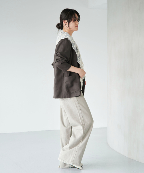 IENA(イエナ)の「《/接触冷感/手洗い可/セットアップ対応》テンダーツイル リラックスジャケット(テーラードジャケット・レディース・グレー/ベージュ・FREE)」の12枚目の写真