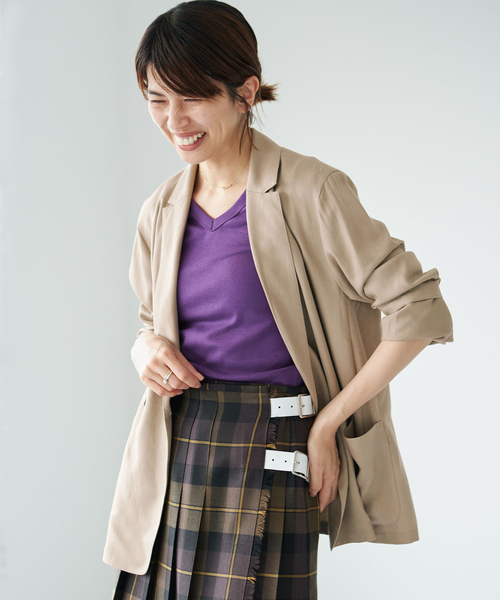IENA(イエナ)の「《/接触冷感/手洗い可/セットアップ対応》テンダーツイル リラックスジャケット(テーラードジャケット・レディース・グレー/ベージュ・FREE)」の13枚目の写真