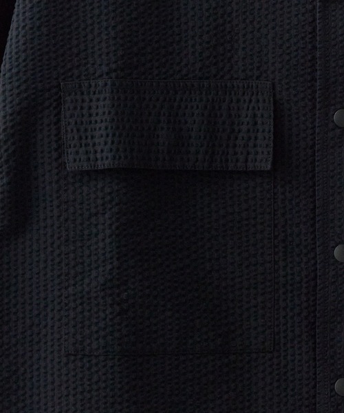 Liberaiders(リベレイダース)の「Liberaiders/リベレイダース COOLMAX S/S SHIRT シアサッカー ユーティリティ半袖シャツ 吸水速乾 メンズ 2026年夏 夏服(シャツ/ブラウス・メンズ・ブラック/ストライプ・M/L/XL)」の6枚目の写真
