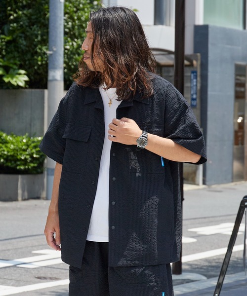 Liberaiders(リベレイダース)の「Liberaiders/リベレイダース COOLMAX S/S SHIRT シアサッカー ユーティリティ半袖シャツ 吸水速乾 メンズ 秋服 2026年秋冬(シャツ/ブラウス・メンズ・ブラック/ストライプ・M/L/XL)」の13枚目の写真