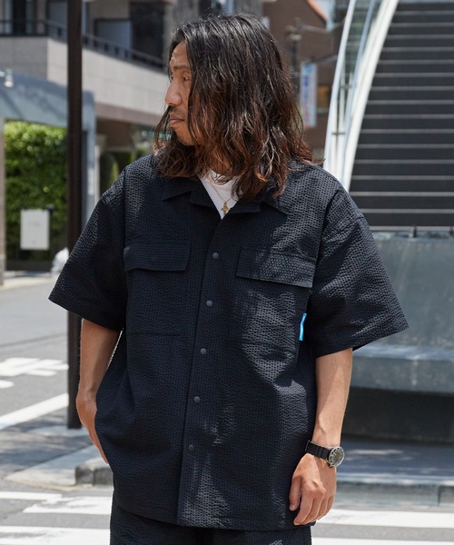 Liberaiders(リベレイダース)の「Liberaiders/リベレイダース COOLMAX S/S SHIRT シアサッカー ユーティリティ半袖シャツ 吸水速乾 メンズ 秋服 2026年秋冬(シャツ/ブラウス・メンズ・ブラック/ストライプ・M/L/XL)」の15枚目の写真