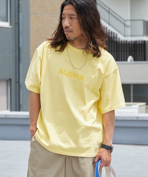 ALOHA BLUE(アロハブルー)の「ALOHA BLUE / アロハブルー ピグメントダイ ロゴプリントTシャツ 半袖Tシャツ クルーネック メンズ 秋 秋服 2026年秋冬(Tシャツ/カットソー・メンズ・イエロー・S/M/L/XL)」の5枚目の写真