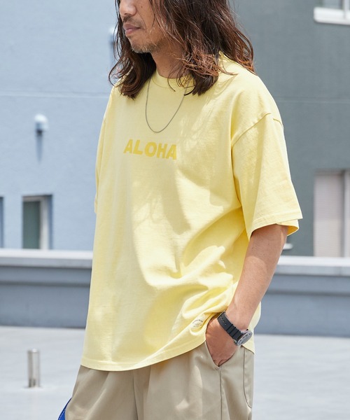 ALOHA BLUE(アロハブルー)の「ALOHA BLUE / アロハブルー ピグメントダイ ロゴプリントTシャツ 半袖Tシャツ クルーネック メンズ 秋 秋服 2026年秋冬(Tシャツ/カットソー・メンズ・イエロー・S/M/L/XL)」の6枚目の写真