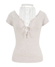 andwang（アンドワン）の「Coquette Ribbon Knit Top（Tシャツ/カットソー）」
