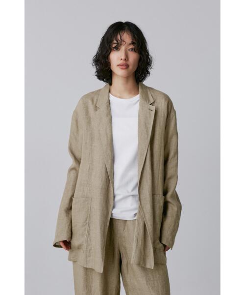 YLEVE（イレーヴ）の「YLEVE / LINEN POPLIN JACKET（テーラードジャケット・レディース・カーキ/ネイビー・1/0）」の2枚目の写真