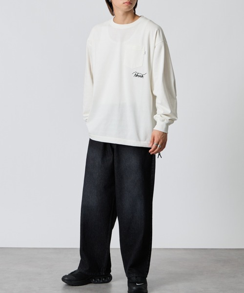 NANGA（ナンガ）の「【WEB先行予約】[NANGA/ナンガ] 別注 ドローコード付き ポケットロングスリーブTシャツ（Tシャツ/カットソー・レディース・ホワイト/ブラック・M/S/L）」の4枚目の写真