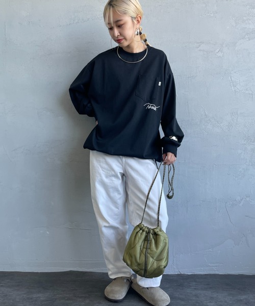 NANGA（ナンガ）の「【WEB先行予約】[NANGA/ナンガ] 別注 ドローコード付き ポケットロングスリーブTシャツ（Tシャツ/カットソー・レディース・ホワイト/ブラック・M/S/L）」の7枚目の写真