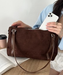 スウェードボストンショルダーバッグ
