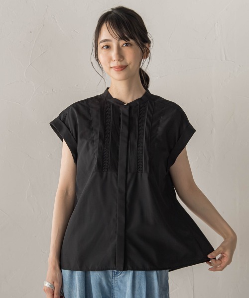 Droite lautreamont（ドロワットロートレアモン）の「【WEB限定】サスティナコットンライクローンブラウス（シャツ/ブラウス・レディース・オフホワイト/ブラック/ブルー・M）」の2枚目の写真