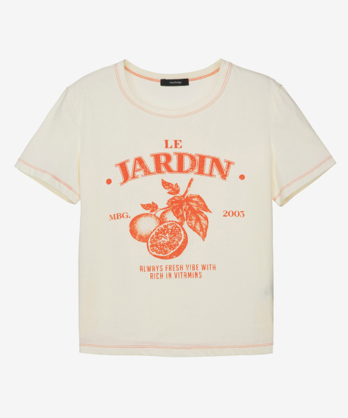 MIND BRIDGE WOMEN（マインドブリッジウーマン）の「[W]ステッチ配色グラフィックTシャツ - 2カラー MYTS3208（Tシャツ/カットソー・レディース・オレンジ/グリーン・55）」の4枚目の写真