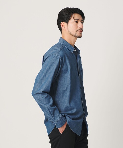 BEAUTY&YOUTH UNITED ARROWS(ビューティーアンドユースユナイテッドアローズ)の「【WEB限定 WARDROBE SMART】デニムシャツ(シャツ/ブラウス・メンズ・ネイビー/コバルトブルー・XL/L/M/S)」の2枚目の写真