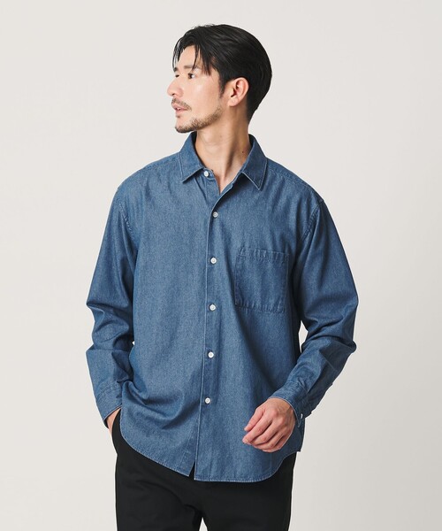 BEAUTY&YOUTH UNITED ARROWS(ビューティーアンドユースユナイテッドアローズ)の「【WEB限定 WARDROBE SMART】デニムシャツ(シャツ/ブラウス・メンズ・ネイビー/コバルトブルー・XL/L/M/S)」の4枚目の写真