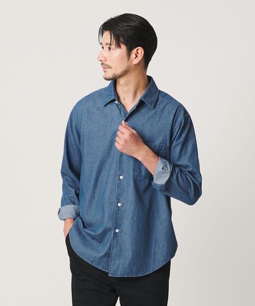 BEAUTY&YOUTH UNITED ARROWS(ビューティーアンドユースユナイテッドアローズ)の「【WEB限定 WARDROBE SMART】デニムシャツ(シャツ/ブラウス・メンズ・ネイビー/コバルトブルー・XL/L/M/S)」の8枚目の写真