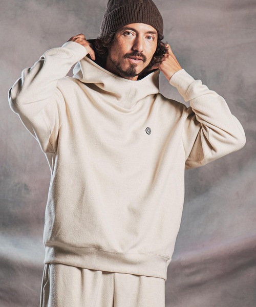 ANGENEHM(アンゲネーム)の「mpa4193-Wool-Blend Bonded Hooded Pullover プルオーバーパーカー(AG07-010acg)(パーカー・メンズ・グレー/ブラック/ライトベージュ・L/M/S)」の3枚目の写真