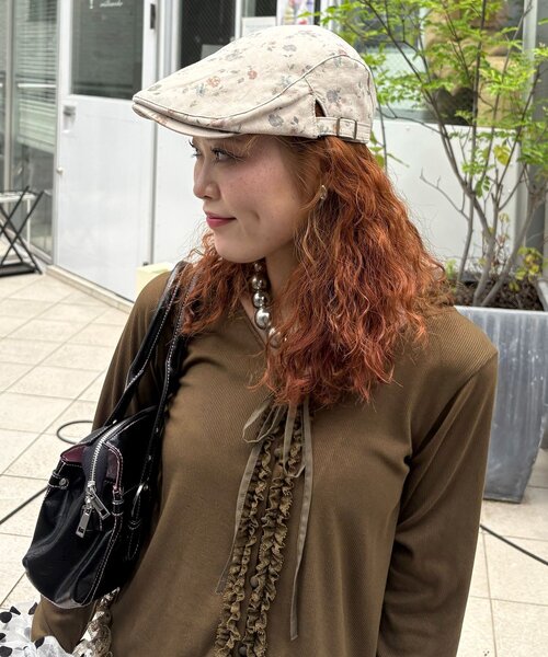 CIAOPANIC(チャオパニック)の「ヴィンテージライク花柄ハンチング(ハンチング/ベレー帽・レディース・グレー/ベージュ/ピンク・ONE SIZE)」の18枚目の写真