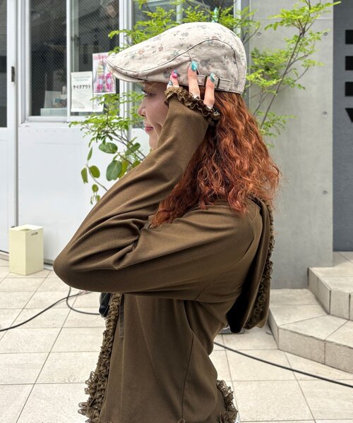 CIAOPANIC(チャオパニック)の「ヴィンテージライク花柄ハンチング(ハンチング/ベレー帽・レディース・グレー/ベージュ/ピンク・ONE SIZE)」の19枚目の写真