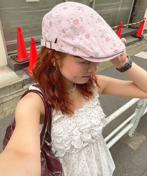 CIAOPANIC(チャオパニック)の「ヴィンテージライク花柄ハンチング(ハンチング/ベレー帽・レディース・グレー/ベージュ/ピンク・ONE SIZE)」の21枚目の写真