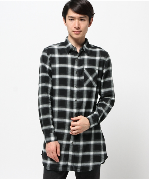 VENCEEXCHANGE(ヴァンスエクスチェンジ)の「オンブレチェックロングシャツ(シャツ/ブラウス・メンズ・レッド/ブラック・MEDIUM/LARGE)」の1枚目の写真