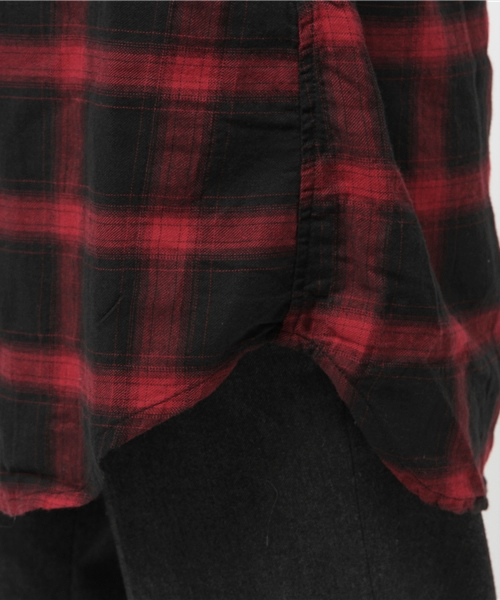 VENCEEXCHANGE(ヴァンスエクスチェンジ)の「オンブレチェックロングシャツ(シャツ/ブラウス・メンズ・レッド/ブラック・MEDIUM/LARGE)」の4枚目の写真