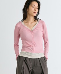 【CLANE/クラネ】CURVED NECK LAYERED SET TOPS/カーブネックレイヤードセットトップス