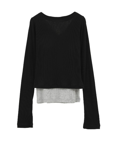CLANE(クラネ)の「【CLANE/クラネ】CURVED NECK LAYERED SET TOPS/カーブネックレイヤードセットトップス(Tシャツ/カットソー・レディース・ホワイト/ブラック/ピンク・1)」の7枚目の写真