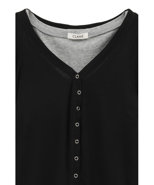 CLANE(クラネ)の「【CLANE/クラネ】CURVED NECK LAYERED SET TOPS/カーブネックレイヤードセットトップス(Tシャツ/カットソー・レディース・ホワイト/ブラック/ピンク・1)」の6枚目の写真