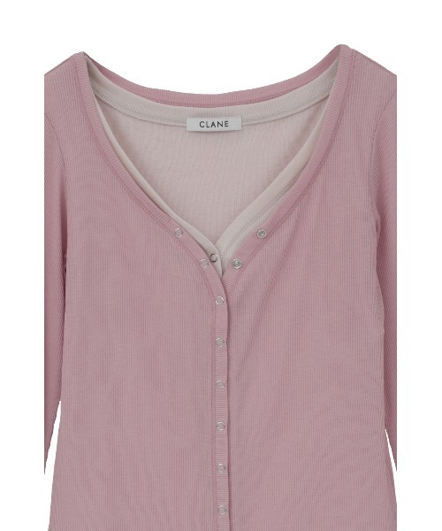 CLANE(クラネ)の「【CLANE/クラネ】CURVED NECK LAYERED SET TOPS/カーブネックレイヤードセットトップス(Tシャツ/カットソー・レディース・ホワイト/ブラック/ピンク・1)」の17枚目の写真