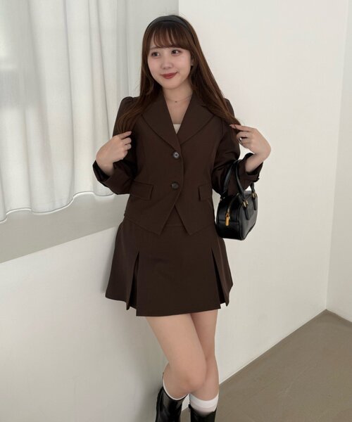 continuer de NICE CLAUP(コンティニューデナイスクラップ)の「憧れの韓国っぽガーリー、BOXプリーツミニスカート(スカート・レディース・ブラック/ブラウン/チェック・FREE)」の20枚目の写真