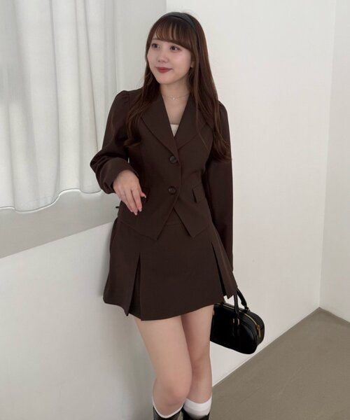 continuer de NICE CLAUP(コンティニューデナイスクラップ)の「憧れの韓国っぽガーリー、BOXプリーツミニスカート(スカート・レディース・ブラック/ブラウン/チェック・FREE)」の21枚目の写真