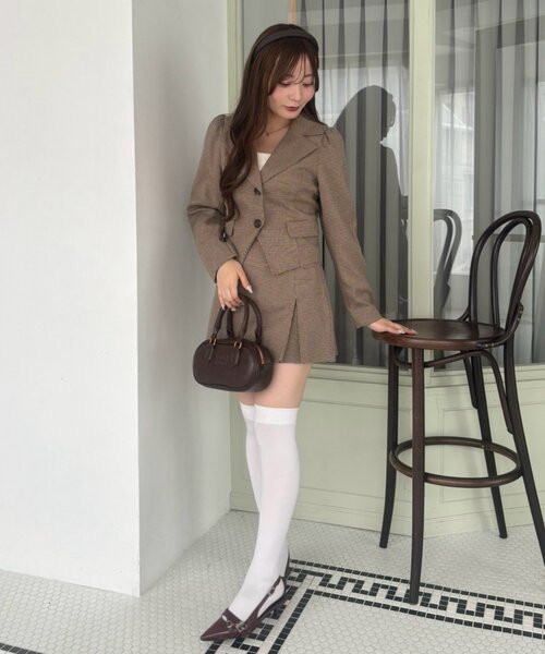 continuer de NICE CLAUP(コンティニューデナイスクラップ)の「憧れの韓国っぽガーリー、BOXプリーツミニスカート(スカート・レディース・ブラック/ブラウン/チェック・FREE)」の14枚目の写真
