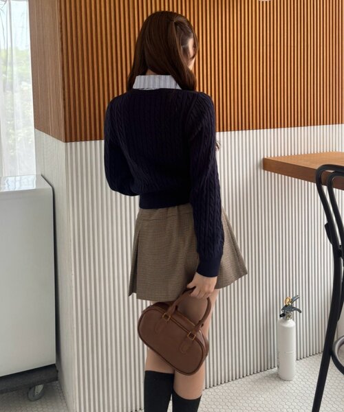 continuer de NICE CLAUP(コンティニューデナイスクラップ)の「憧れの韓国っぽガーリー、BOXプリーツミニスカート(スカート・レディース・ブラック/ブラウン/チェック・FREE)」の9枚目の写真
