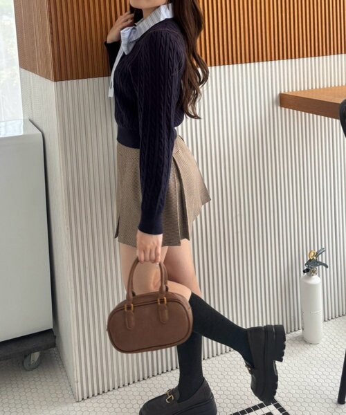 continuer de NICE CLAUP(コンティニューデナイスクラップ)の「憧れの韓国っぽガーリー、BOXプリーツミニスカート(スカート・レディース・ブラック/ブラウン/チェック・FREE)」の10枚目の写真
