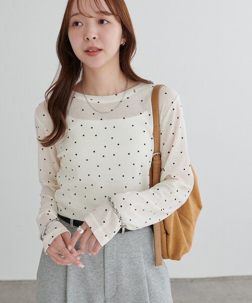 DISCOAT（ディスコート）の「【WEB限定】シアードットロングスリーブ（Tシャツ/カットソー・レディース・ホワイト/グレー/イエロー・FREE）」の4枚目の写真