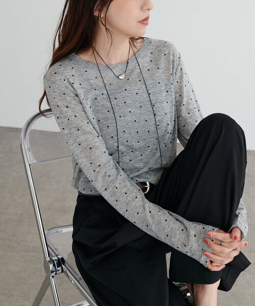 DISCOAT（ディスコート）の「【WEB限定】シアードットロングスリーブ（Tシャツ/カットソー・レディース・ホワイト/グレー/イエロー・FREE）」の19枚目の写真