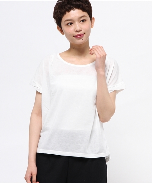 earth music&ecology（アースミュージックアンドエコロジー）の「【2016Summer】ドロップショルダータックプルオーバー（Tシャツ/カットソー・レディース・ブラック/カーキ/ライトグレー/オフホワイト/杢グレー/ブルー・FREE）」の2枚目の写真