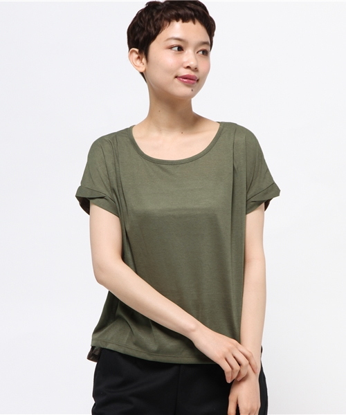 earth music&ecology（アースミュージックアンドエコロジー）の「【2016Summer】ドロップショルダータックプルオーバー（Tシャツ/カットソー・レディース・ブラック/カーキ/ライトグレー/オフホワイト/杢グレー/ブルー・FREE）」の5枚目の写真